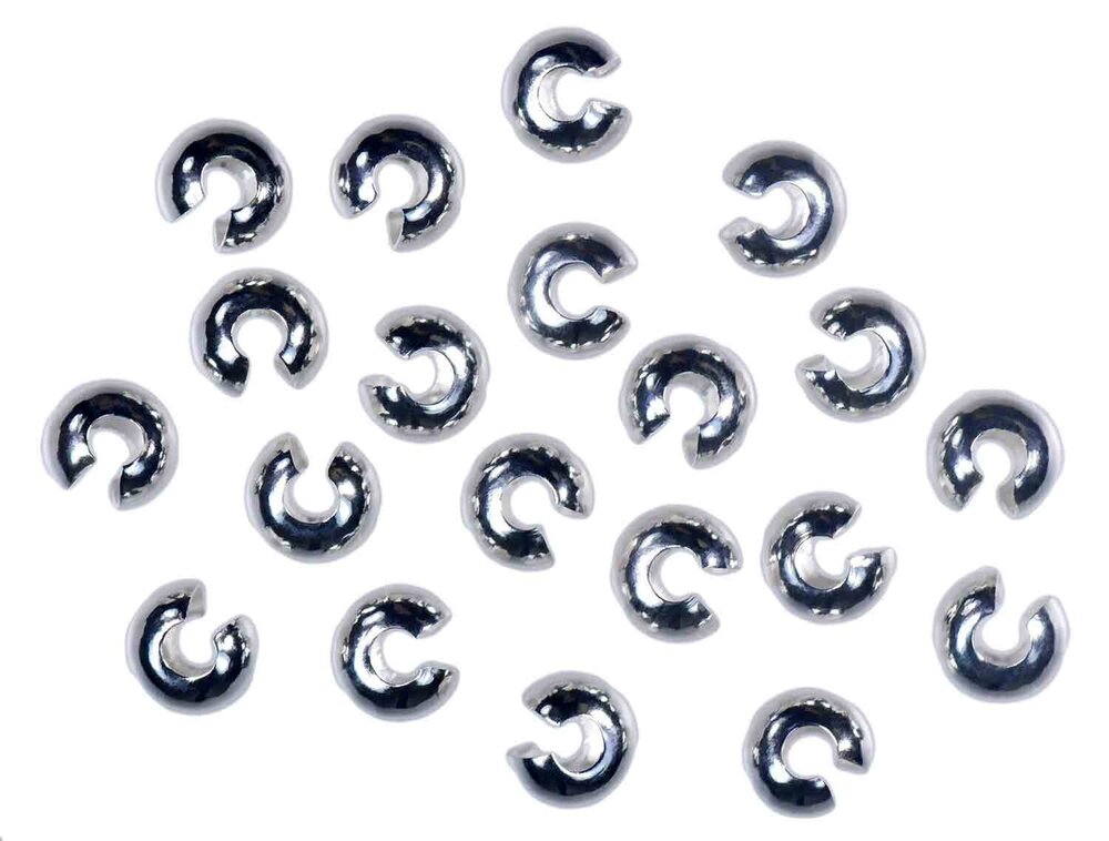8271 20 Sterling Silver 5mm Crimp Covers - Jewelry-Making Supplies